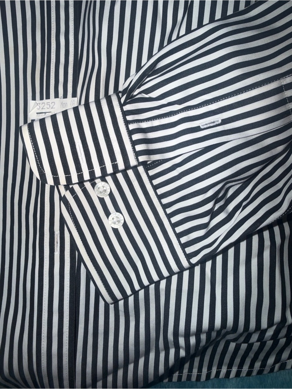 Women’s Ralph Lauren Black and White Striped Button-Down Shirt with Crest - Picture 7 of 9